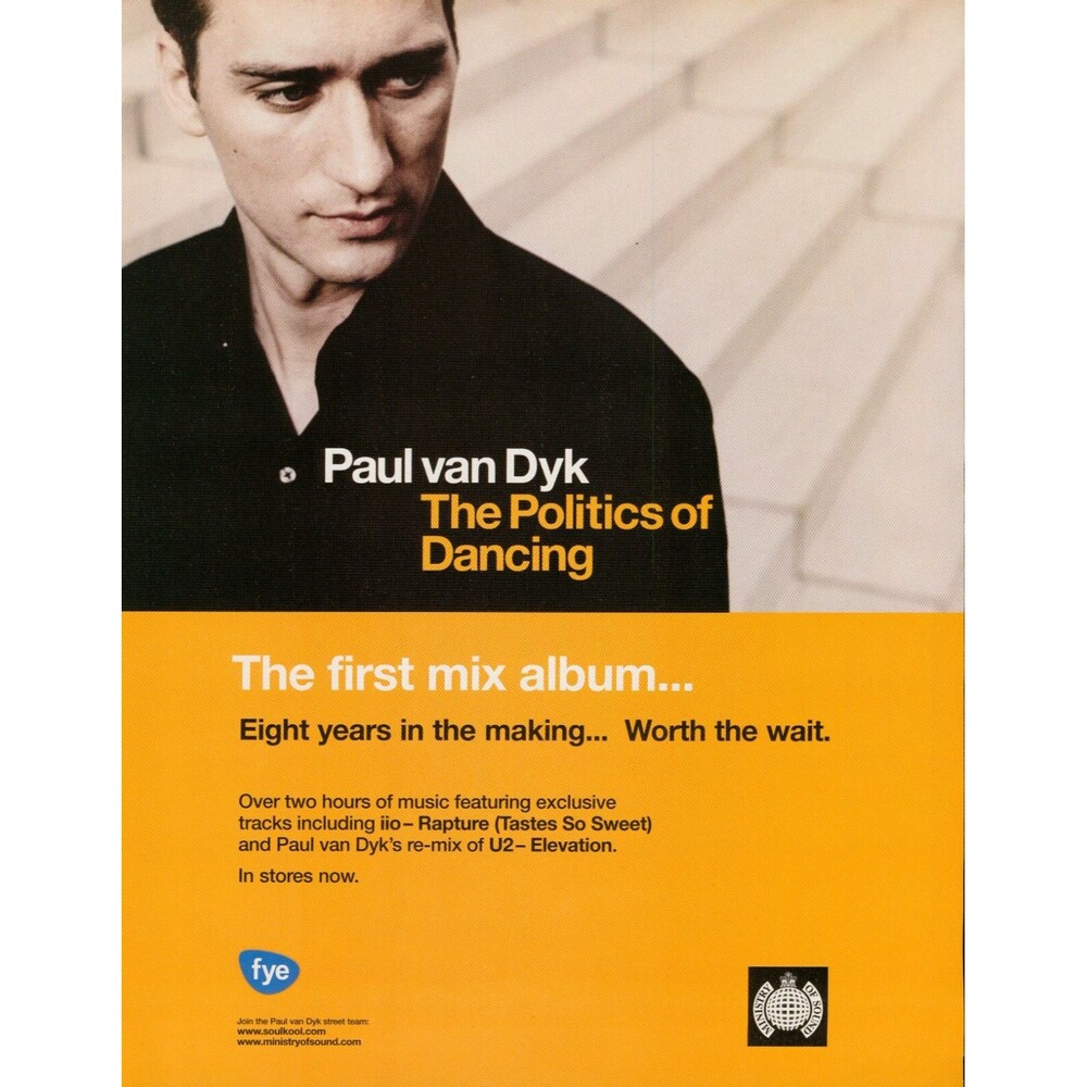 Paul van Dyk Original Music Promo Ad Poster 8.5x11 Rare Electronic Music